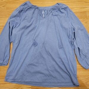 Croft & Barrow Light Blue Tassel Pesant Top